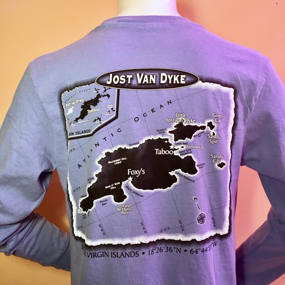 Foxy's 'JVD Custom Map' Long Sleeve Tee – Foxy's BVI
