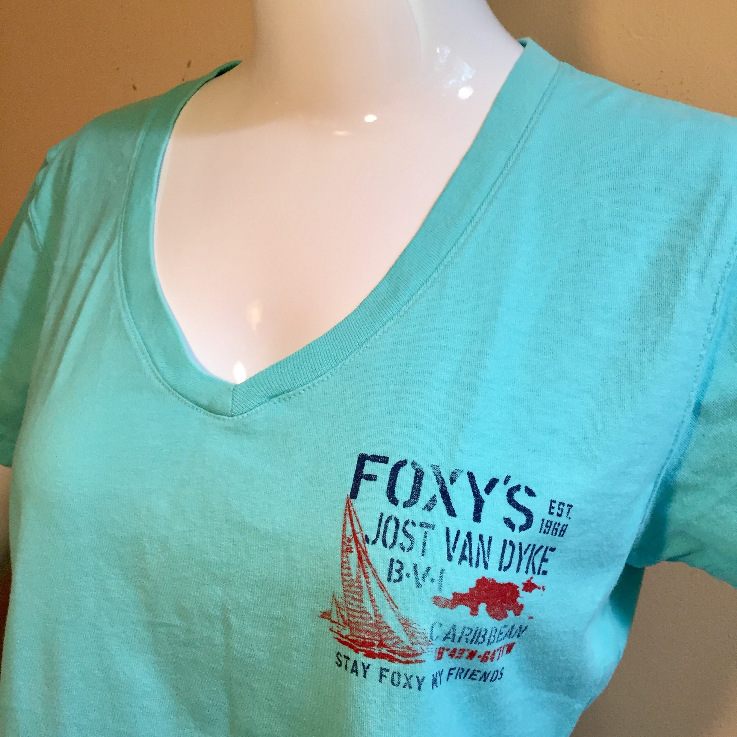 Foxy's 'Stencil Sail' Ladies Short Sleeve V-neck Tee