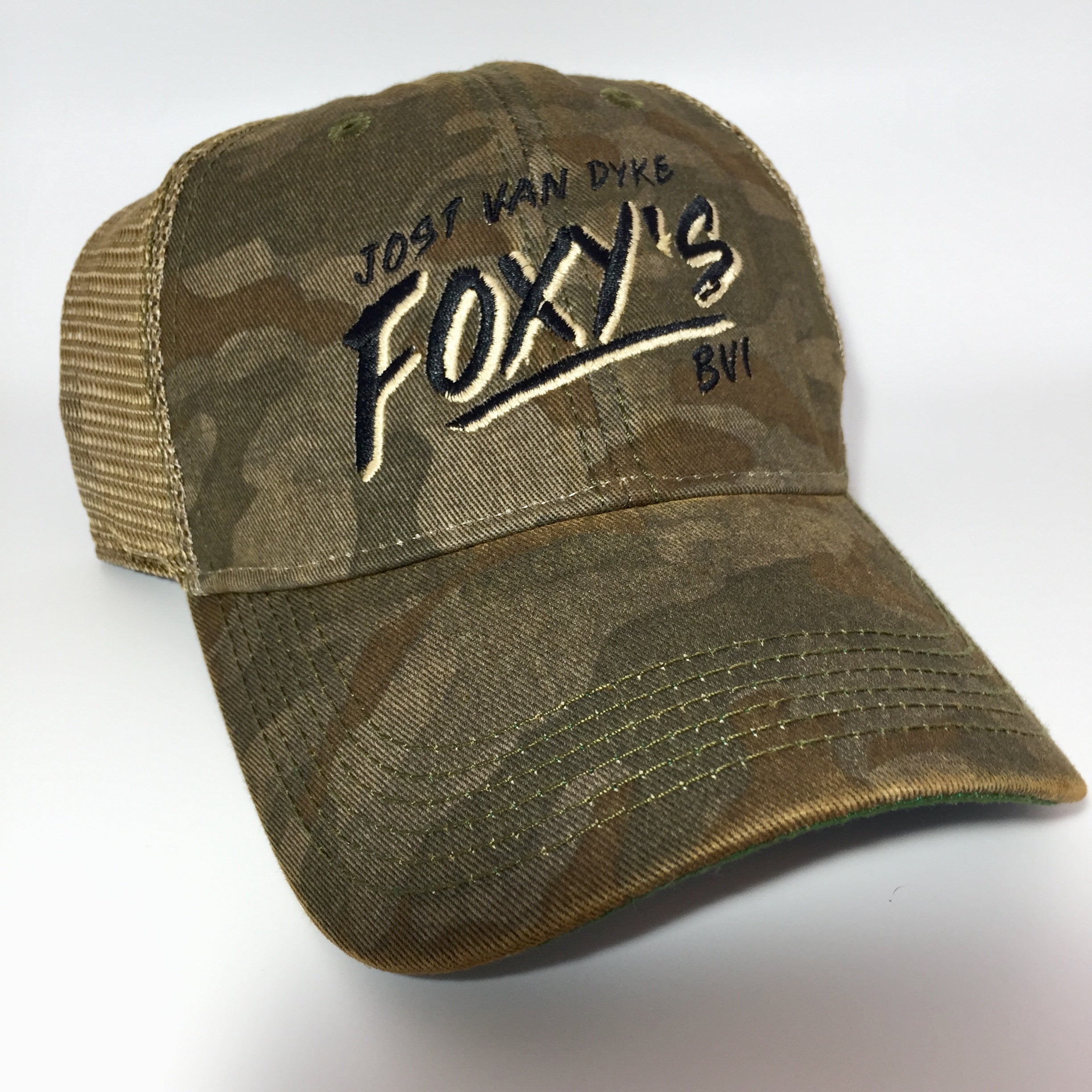 Foxy's 'Slash' Trucker Cap- Green Field & Navy Camo