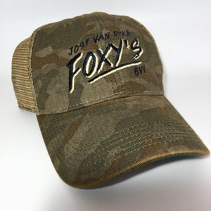 Foxy's 'Slash' Trucker Cap- Green Field & Navy Camo