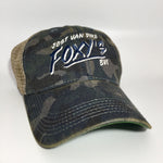 Foxy's 'Slash' Trucker Cap- Green Field & Navy Camo