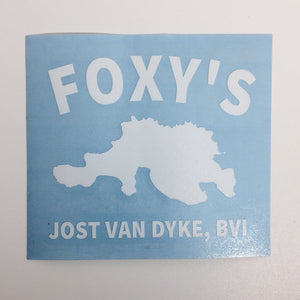 Foxy's ‘Jost Van Dyke' Transparent Back Sticker- Navy, Red, White